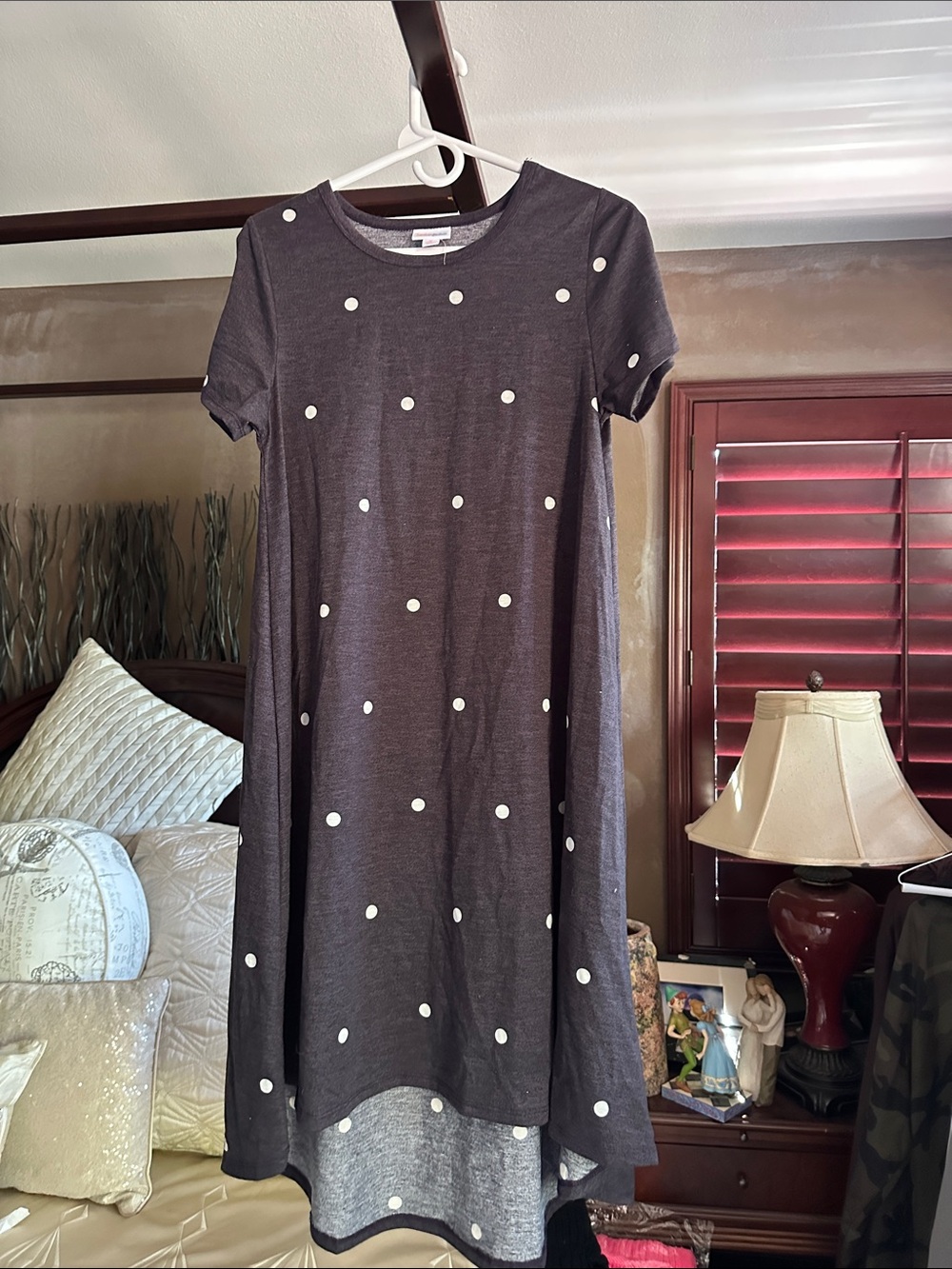 LuLaRoe Charcoal Gray Polka Dot A-Line Dress